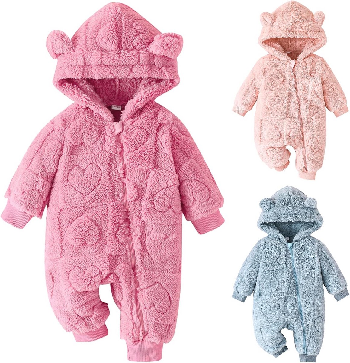 Pasgeboren baby winter sneeuwpak met capuchon – Fleece jumpsuit voor jongens en meisjes