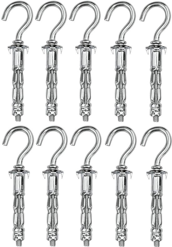 Set van 10 pluggen voor gipsplaat - Ø8x38mm met haak en scharnierstift