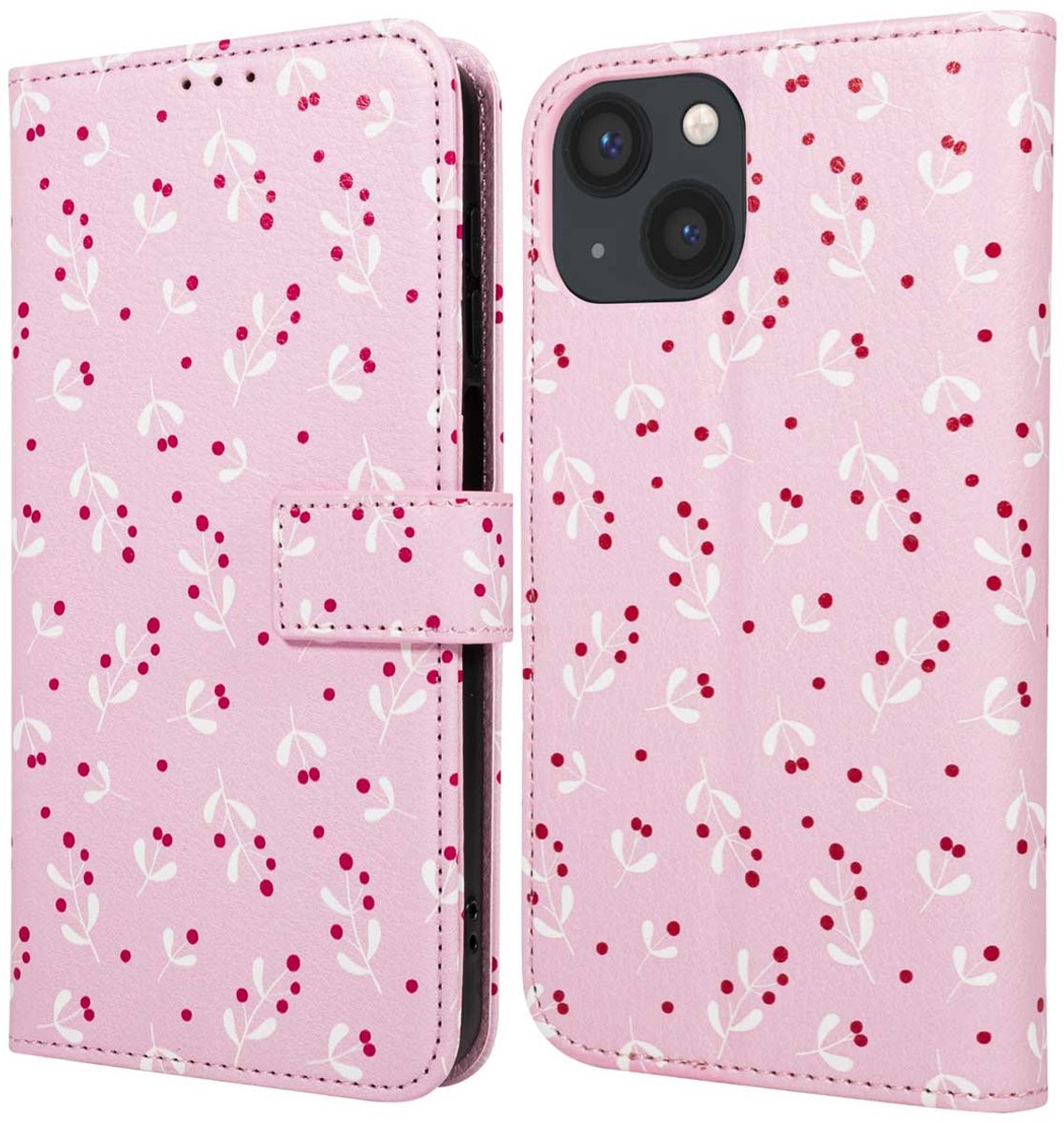imoshion Hoesje - Geschikt voor Apple iPhone 13 - Design Bookcase smartphone - Blush Berries