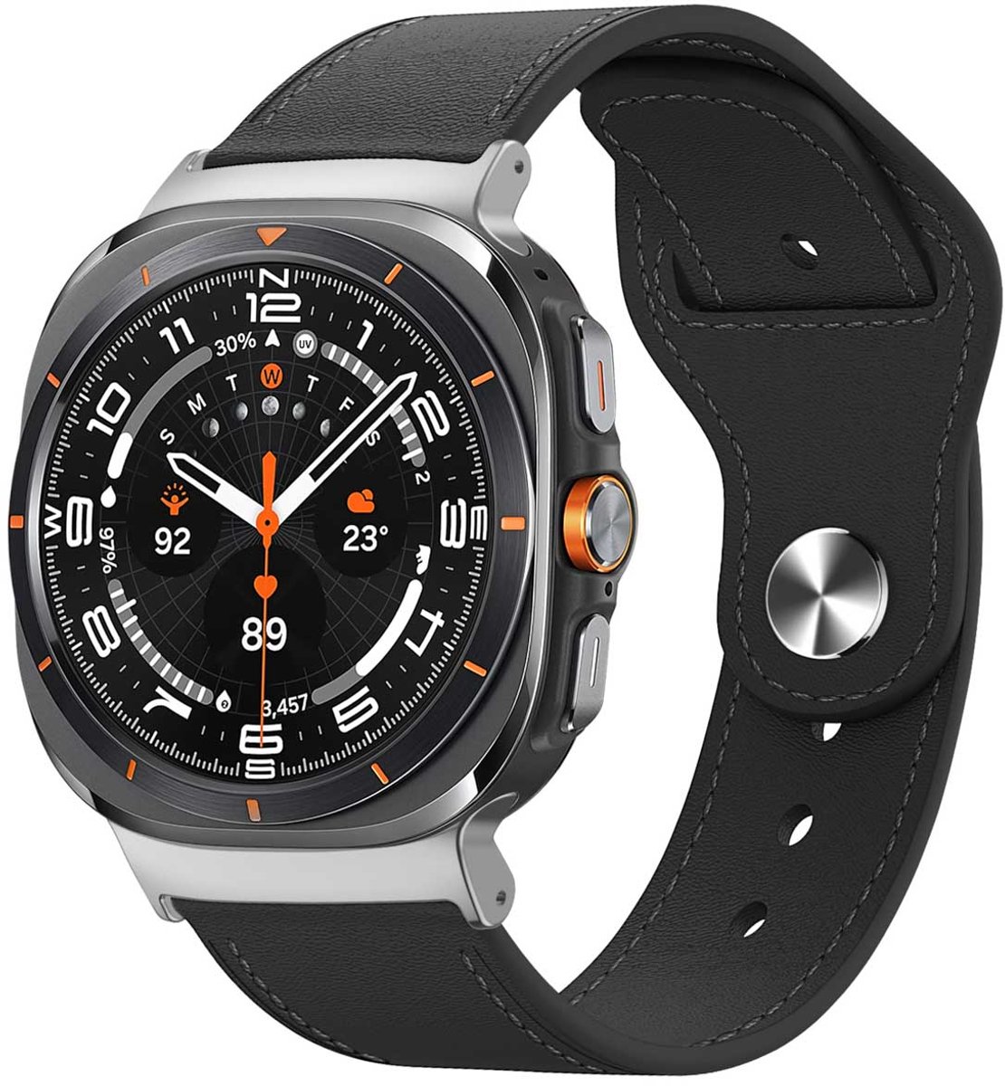 Lederen bandje - Geschikt voor Samsung Galaxy Watch Ultra (2024/2025) - Zwart