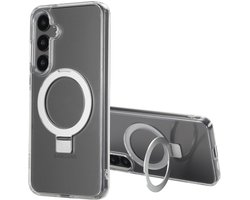Accezz Hoesje - Geschikt voor Samsung Galaxy S24 Plus - Ring Stand Backcover met Magnetische Ring - Transparant