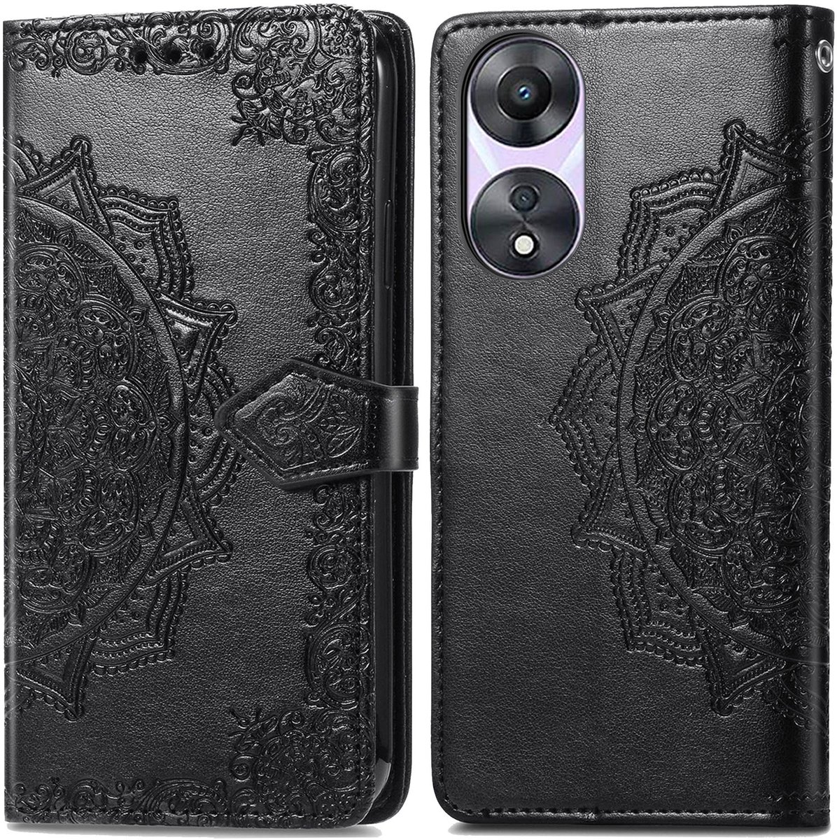 imoshion Hoesje - Geschikt voor Oppo A58 - Mandala Bookcase - Zwart