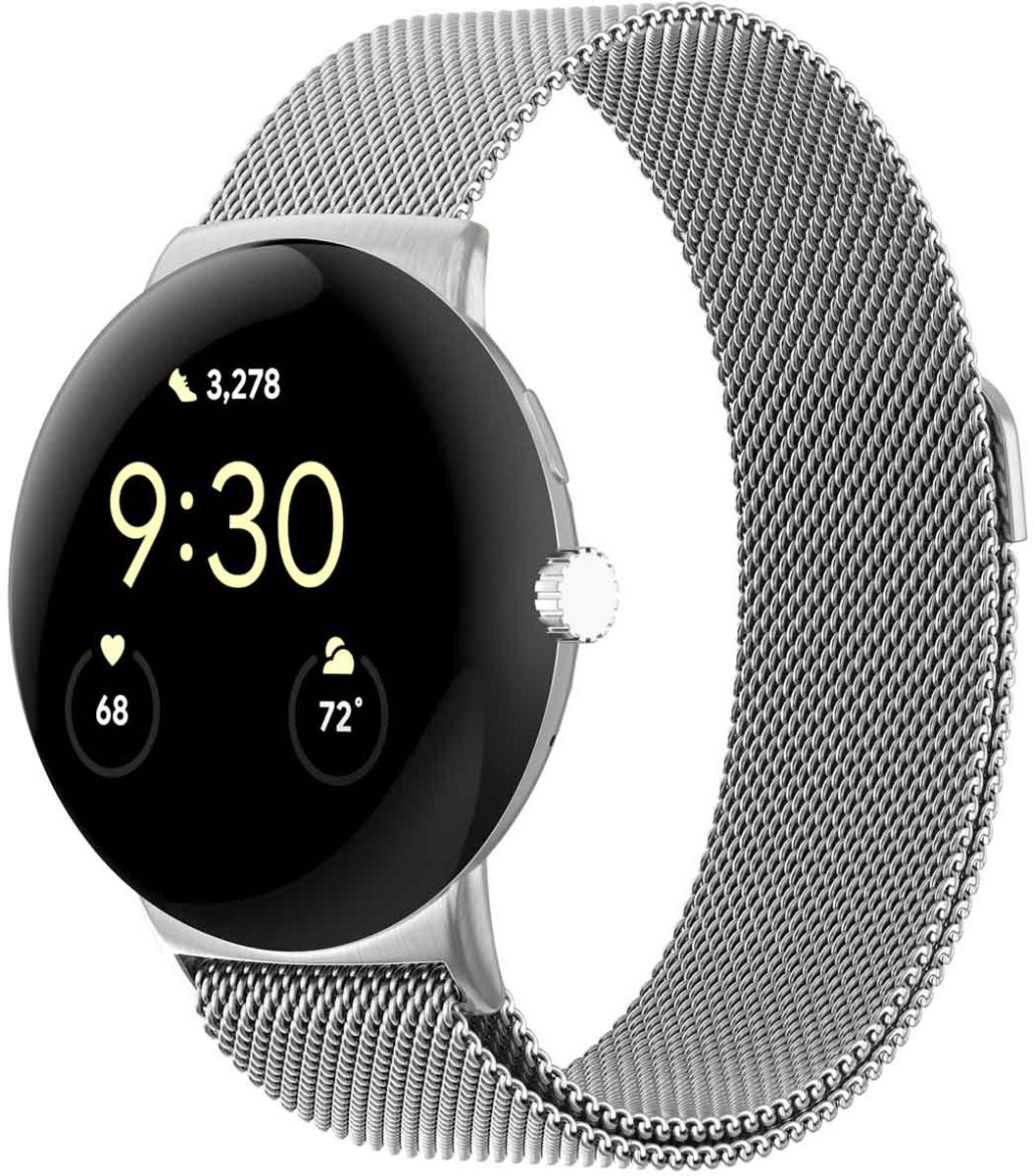 Milanees magnetisch bandje - Geschikt voor Google Pixel Watch 3 / 4 (45 mm) - Zilver
