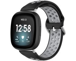Siliconen sport bandje - Geschikt voor Fitbit Sense/ Versa 3/ Versa 4/ Sense 2 - Zwart