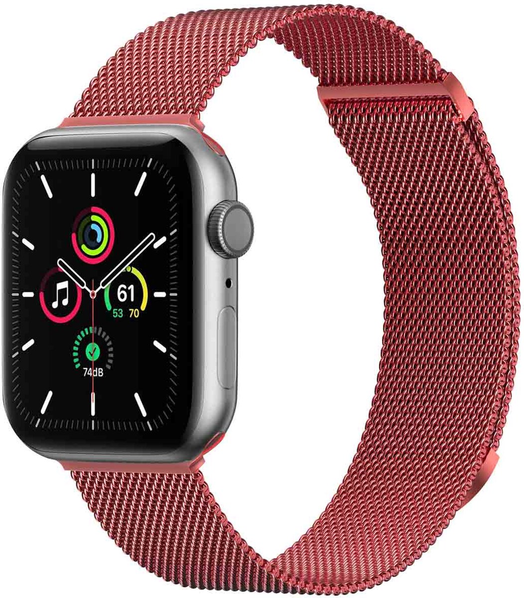 iMoshion Bandje Geschikt voor Apple Watch Bandje Series 1 / 2 / 3 / 4 / 5 / 6 / 7 / 8 / 9 / SE - 38 / 40 / 41 mm Maat M - iMoshion Milanees magnetische band - Rood