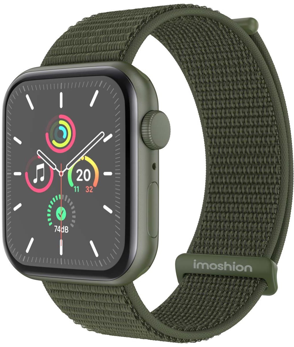 iMoshion Nylon⁺ bandje geschikt geschikt voor Apple Watch Series 1 / 2 / 3 / 4 / 5 / 6 / 7 / 8 / 9 / SE / Ultra (2) - 42 / 44 / 45 / 49 mm - Army Green