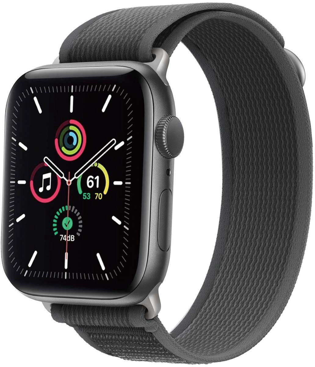 iMoshion Nylon Trail bandje geschikt geschikt voor Apple Watch Series 1 / 2 / 3 / 4 / 5 / 6 / 7 / 8 / 9 / SE - 38 / 40 / 41 mm - Black Grey