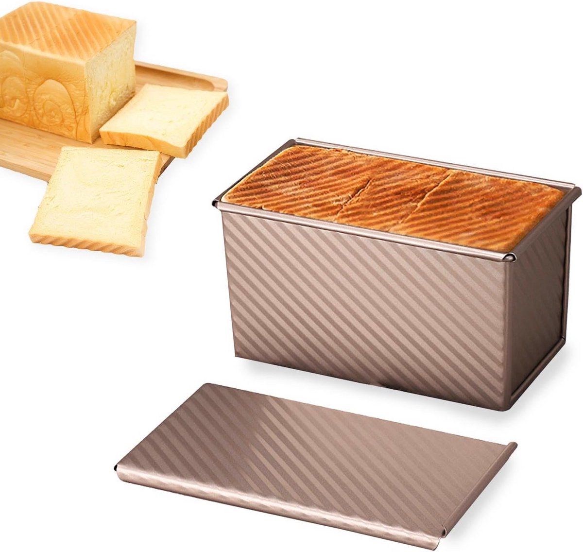Broodbakvorm met Deksel voor Brood, Cake en Gebak - Roségoud