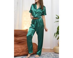 Ekouaer Pyjamas Ladies Silk Pajamas Set with Button Women Silk Pajamas Ladies Silk Long Two Piece Pajama Sets Home Suit