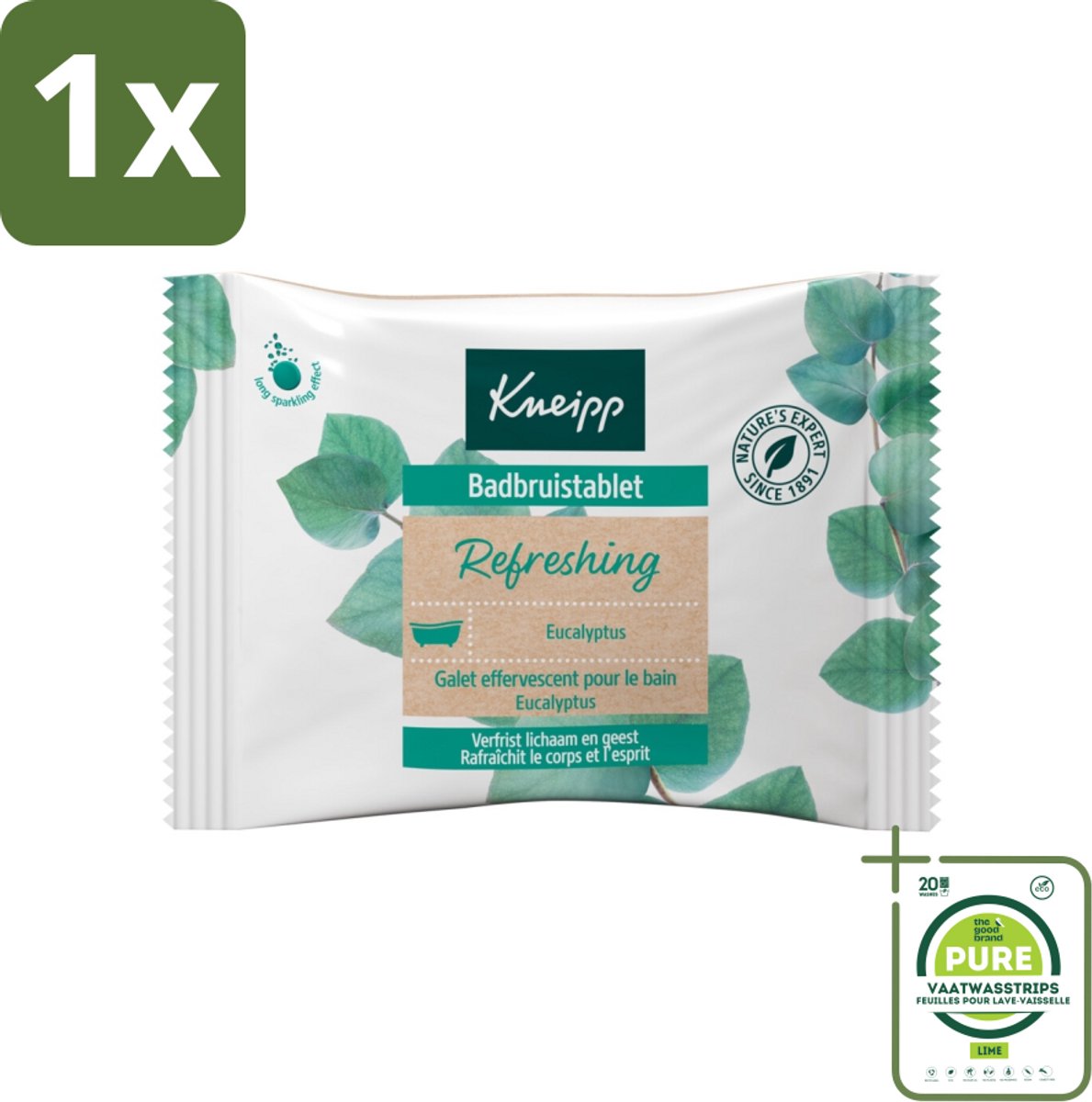 1 x Kneipp - Badbruistablet - Mint Eucalyptus - Badtablet - Eucalyptus - Munt - Welness - Ontspanning