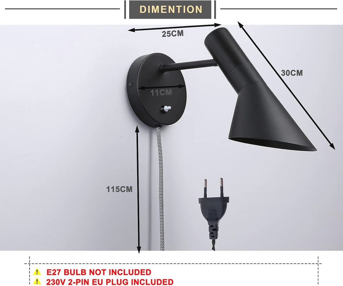 Moderne Draaibare LED Wandlamp met Stekker en Schakelaar voor Slaapkamer - Elegant Design 