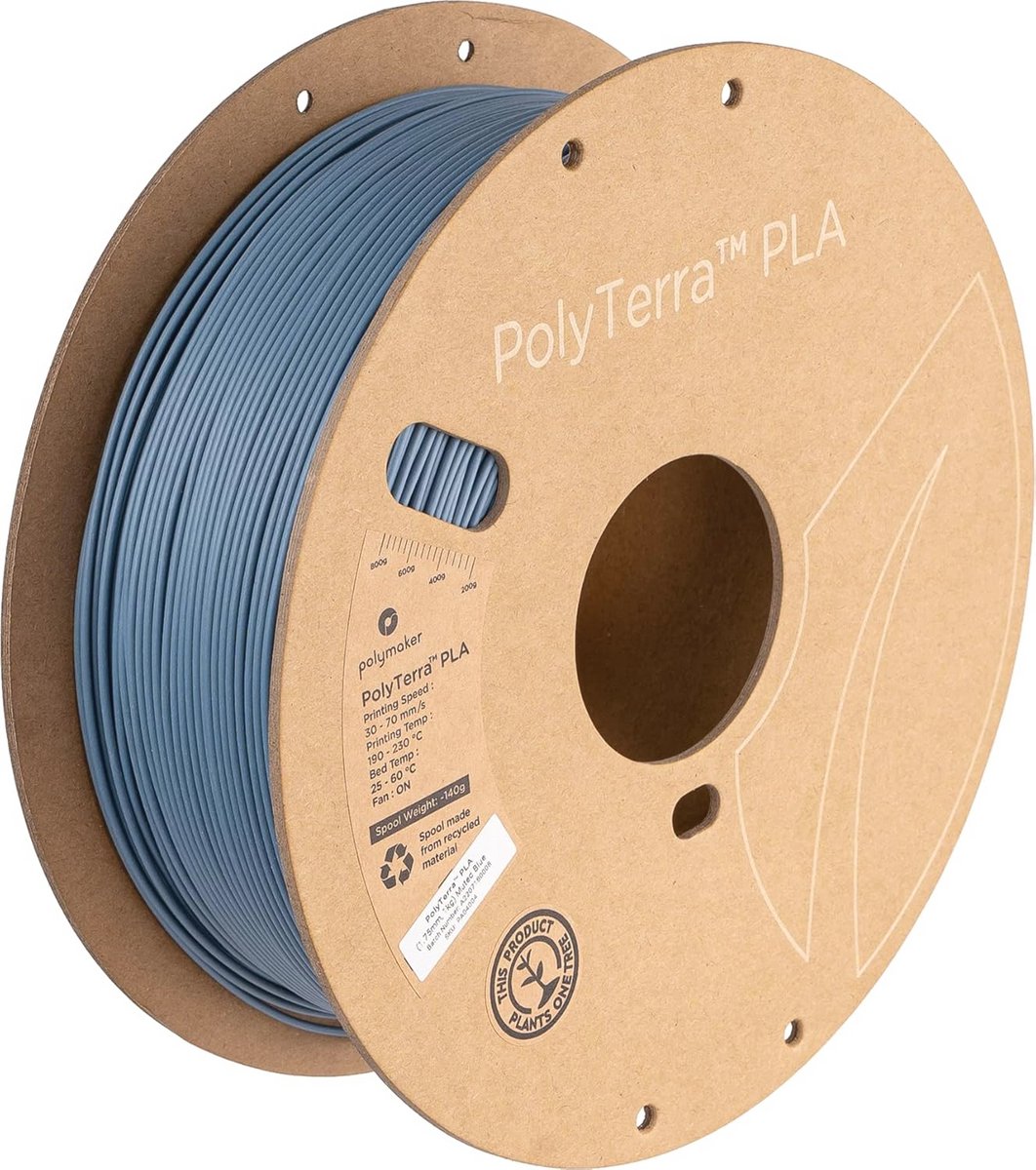 Muted Series PolyTerra PLA 3D-print Filament - 1.75mm - 1kg - Blauw