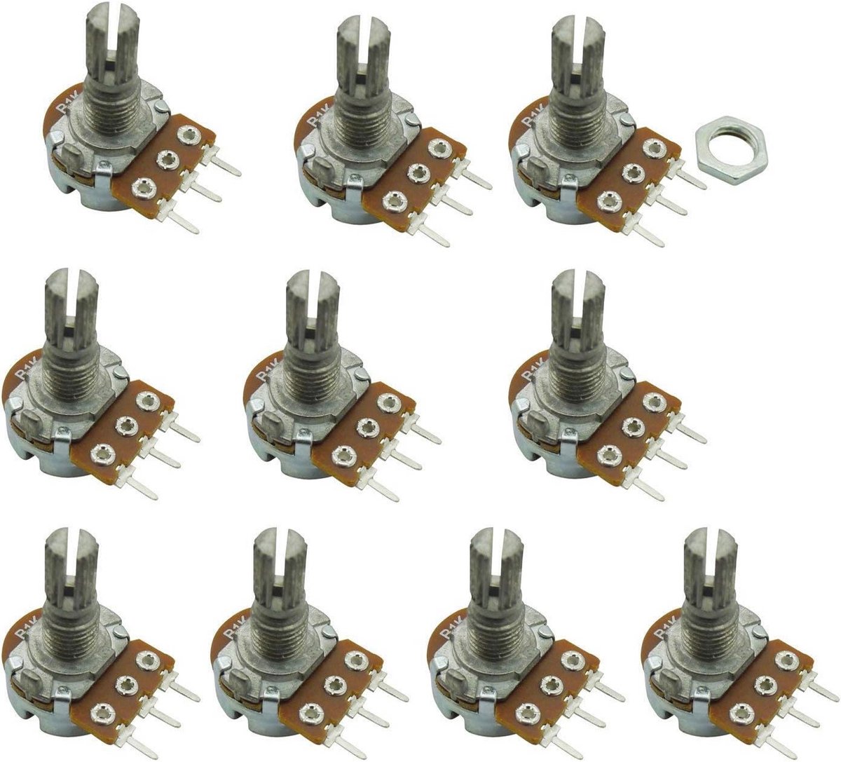 10 Stuks 1K Ohm Lineaire Rotary Potentiometer met 15mm Schacht