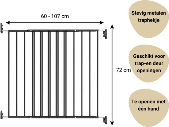 Baaloo Traphek Powerfix - Metaal - Zwart - 60-107 cm