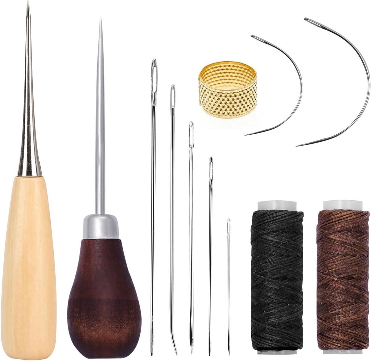 Complete Naaiset voor Leer en Zwaar Textiel: Handnaaigereedschap & Naalden Set