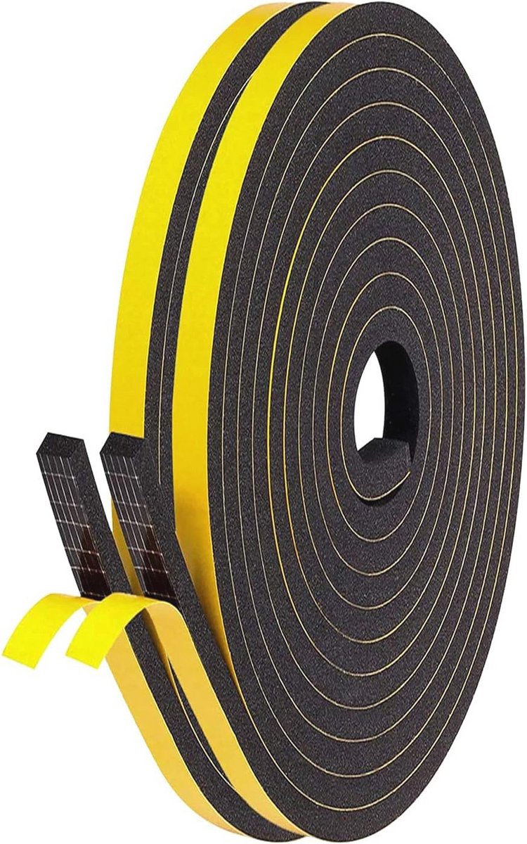 Zwarte Zelfklevende Deurafdichting 6 mm x 10 m voor Geluidsisolatie