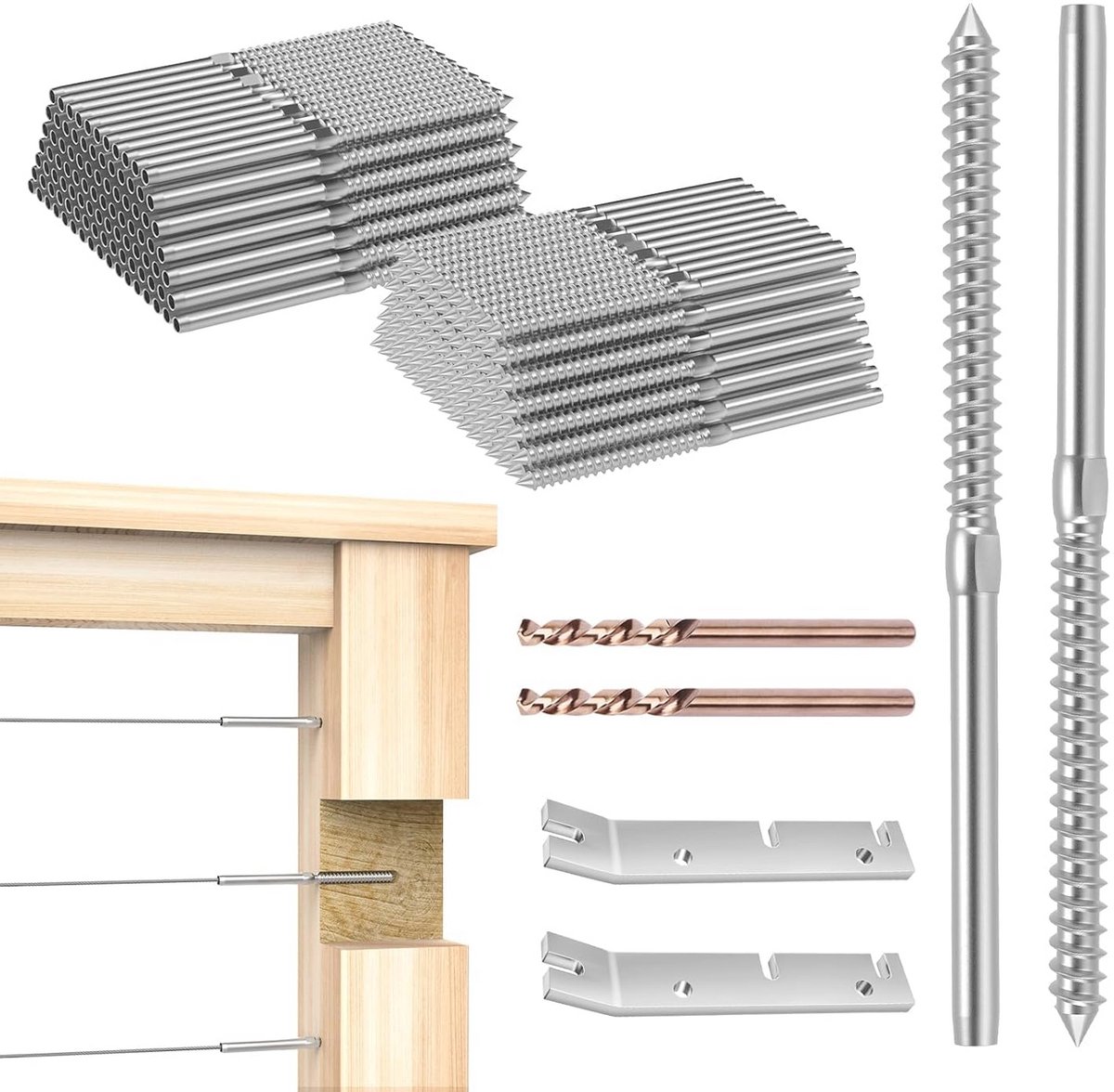 Roestvrijstalen kabelrelingschroeven 1/8" voor balustrades - 120 stuks T316