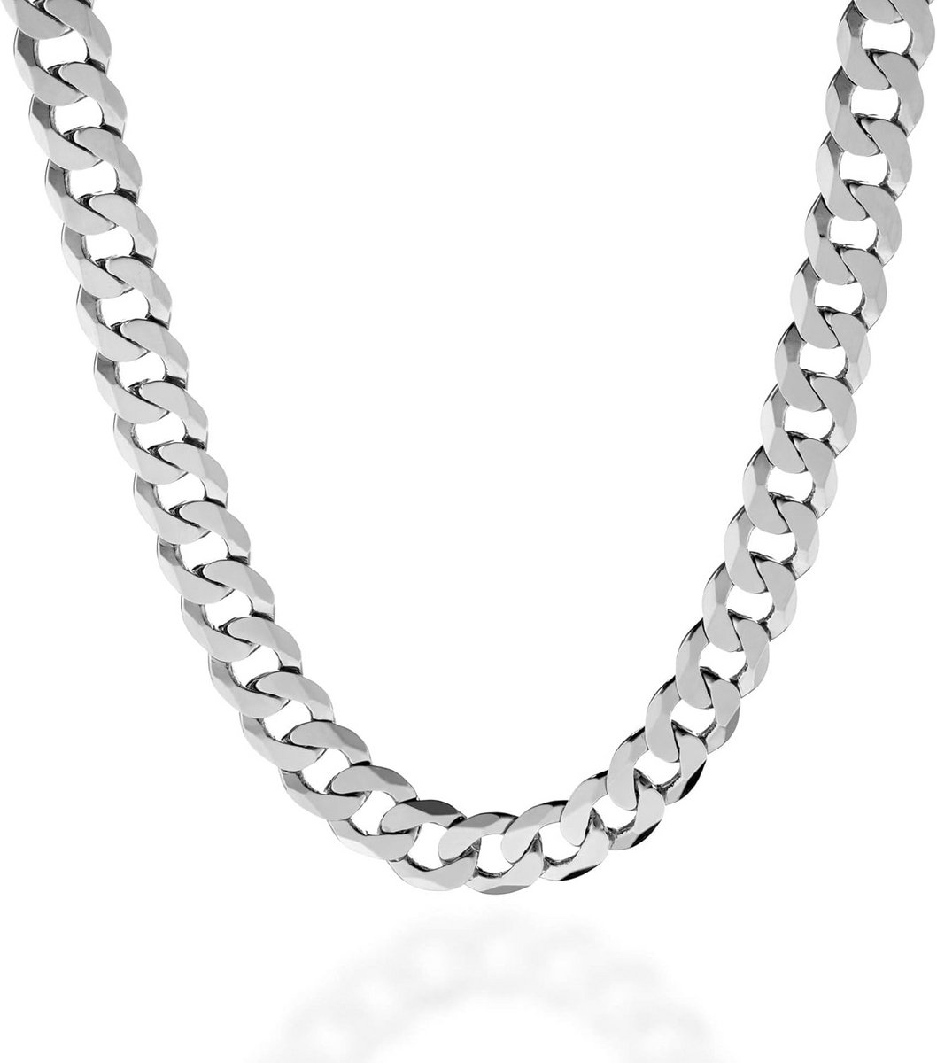 Quadri - Elegant necklace curb chain (Cubana) for men and women made of 925 sterling silver - width 10 mm - length 46 | 52 | 56 | 61 | 76 cm, chain not dispensing, Certificate Made in Italy, Sterling