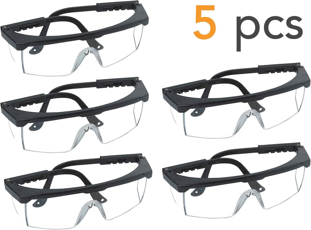 Veiligheidsbril met zijbescherming - 5 stuks - Professionele oogbescherming voor alle activiteiten