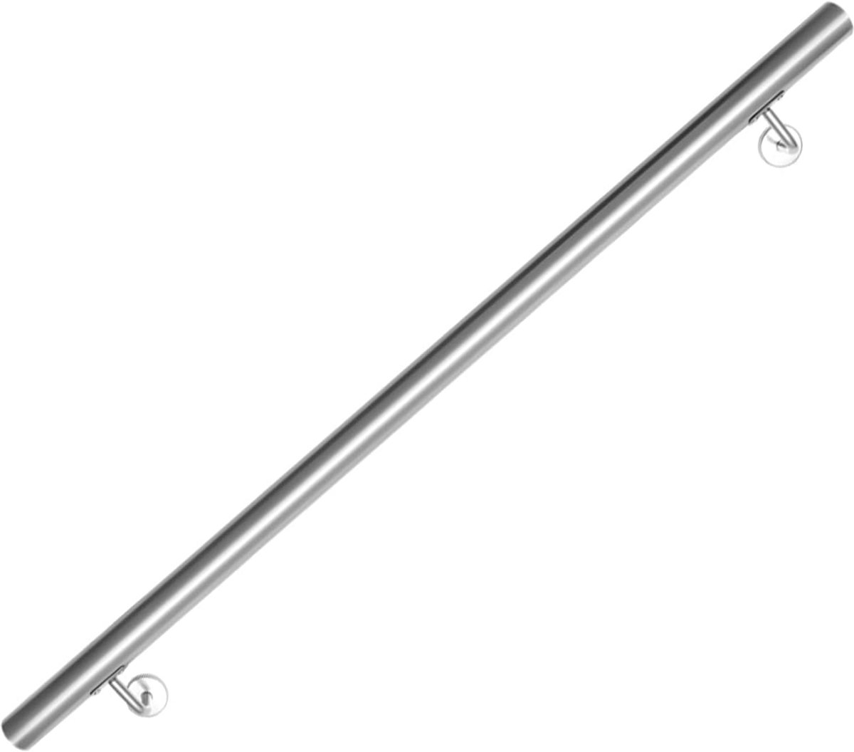 Roestvrijstalen trapleuning voor binnen en buiten - 180 cm - Inclusief wandhouder en eindkappen