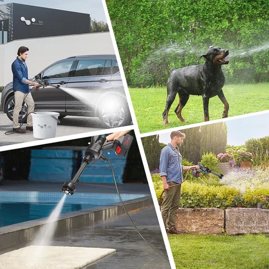 Mobiele Hogedrukreiniger 21V met 6-in-1 Mondstuk en 2 Accu's voor Efficiënt Autowassen en Reinigen — afbeelding 3
