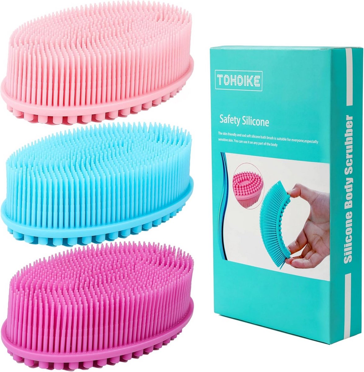 Set van 3 Siliconen Lichaamsborstels voor Scrubben en Peeling