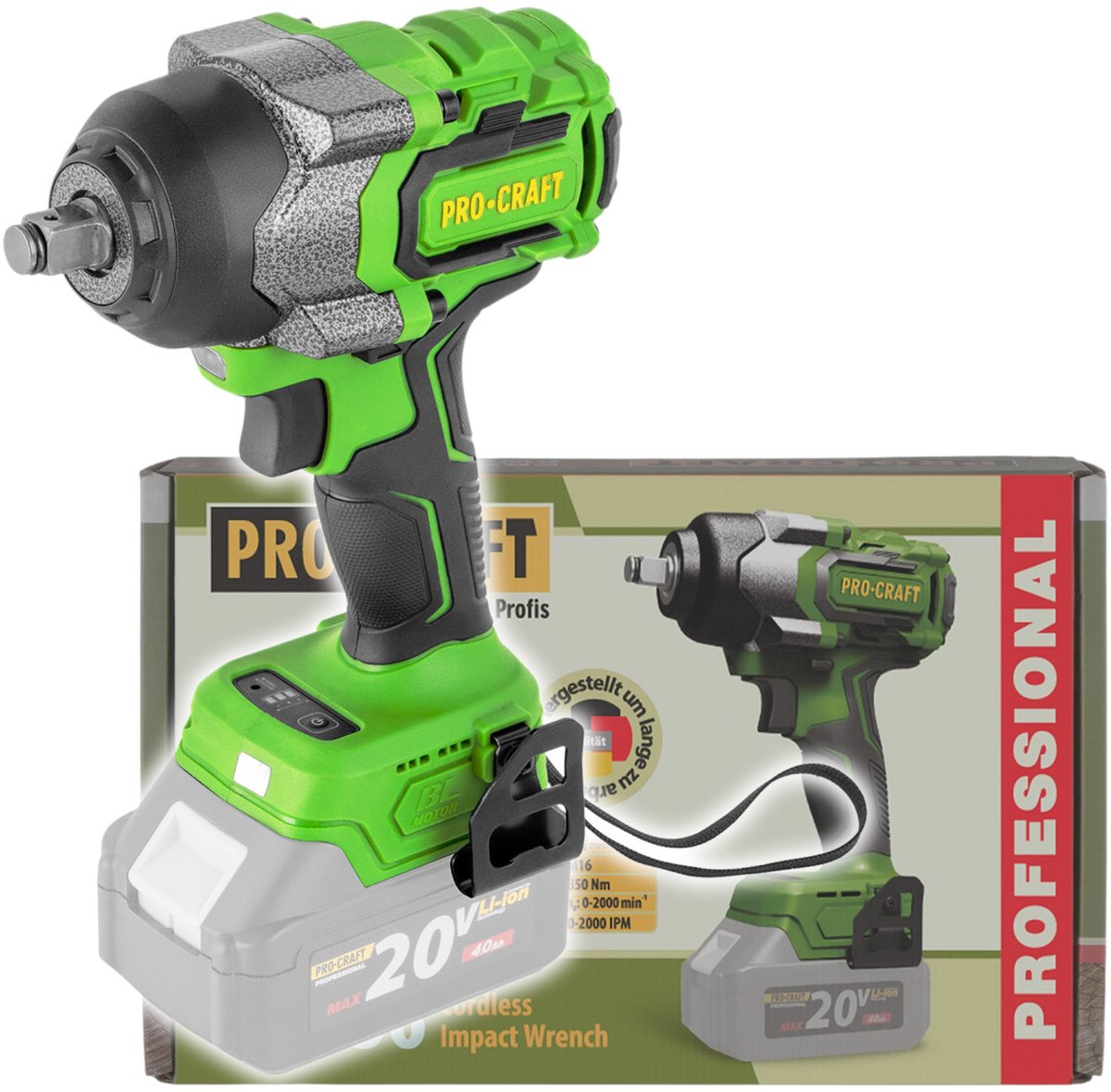 Procraft PWA36bb accu-slagmoersleutel 20 V 850 Nm 1/2" borstelloos solo - zonder accu, zonder oplader