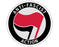 Anti-Fascistisch Actie Embleem Met Rode Vlag Sticker Maat S (max. 10 x 10cm)