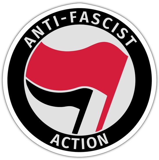 Anti-Fascistisch Actie Embleem Met Rode Vlag Sticker maat S (10 x 10 cm)