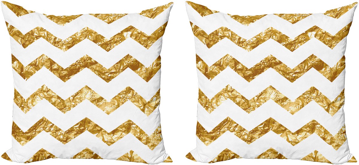 ABAKUHAUS Decoratiekussen – Kussenhoes 2x40 cm – Zigzag – Licht koffiekleur Pale Koffie Wit