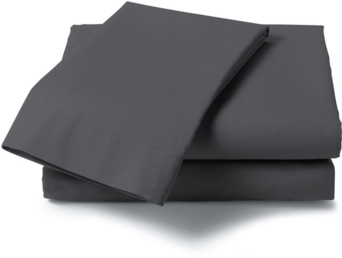 Heckettlane Laken Elementi - Onderlaken 160x290 cm - Bedlaken van 100% Katoen-Satijn - Antraciet Classic Anthracite