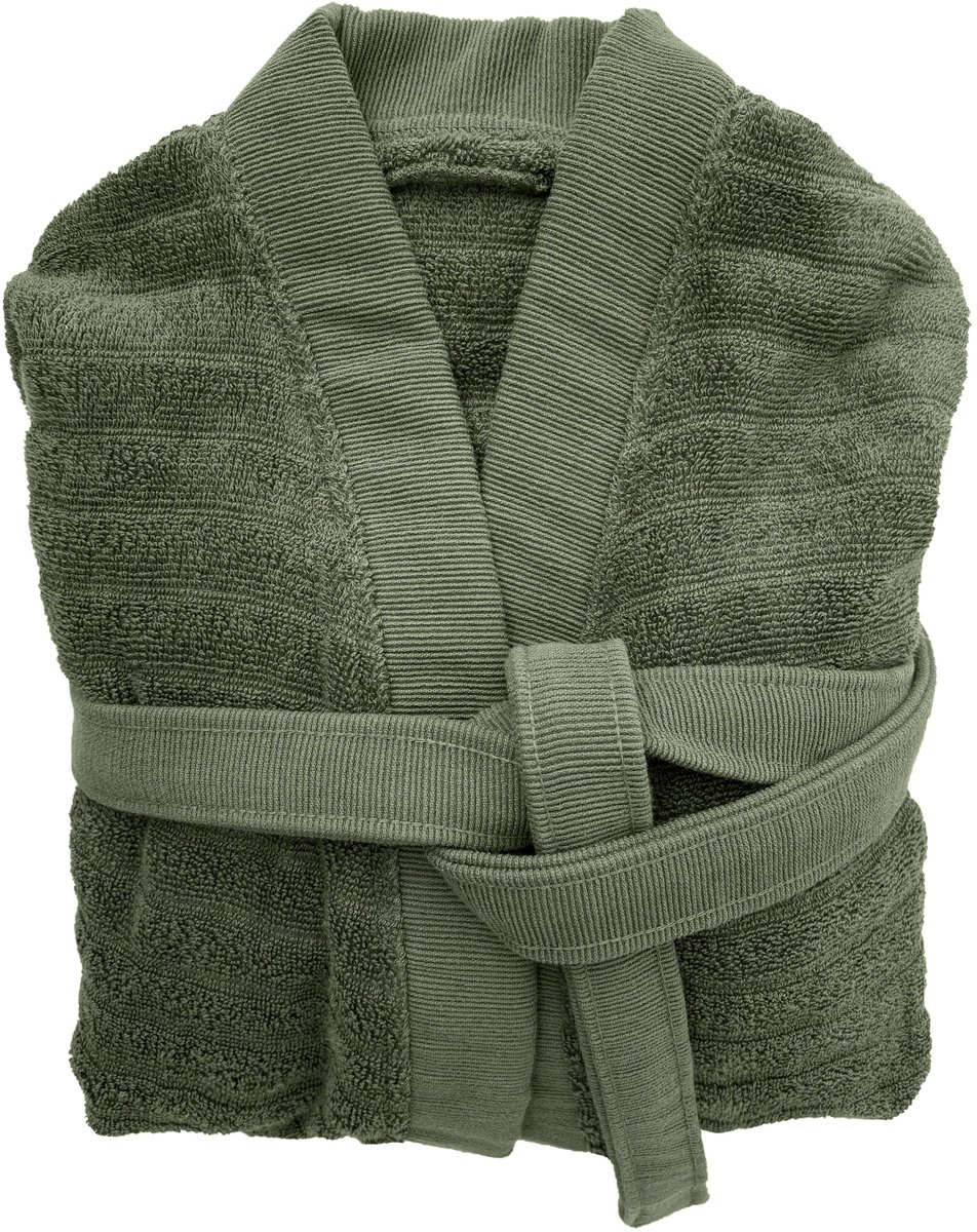 Heckettlane Badjas Katoen Prestige - Army Green - Maat S - Badjas 100% Katoen - Badjas / Kamerjas Dames - Badjas / Kamerjas Heren