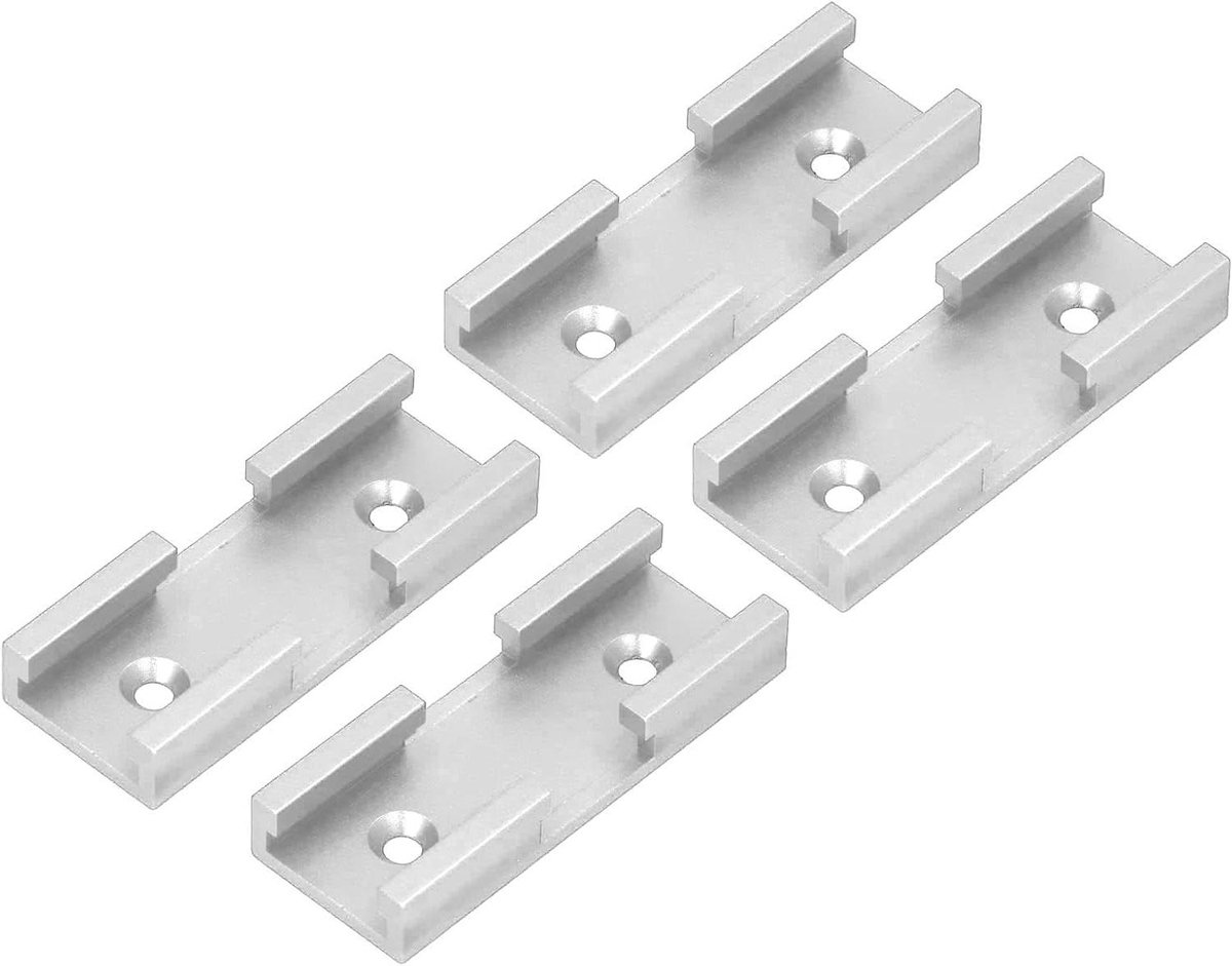 4-delige aluminium T-spoor kruising set voor doe-het-zelf projecten - Zilverkleurig