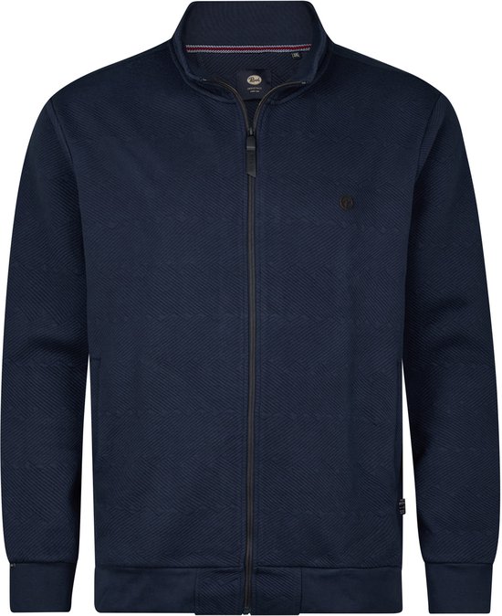 Donkerblauwe jas van Petrol Industries met rits en een subtiel ruitpatroon.