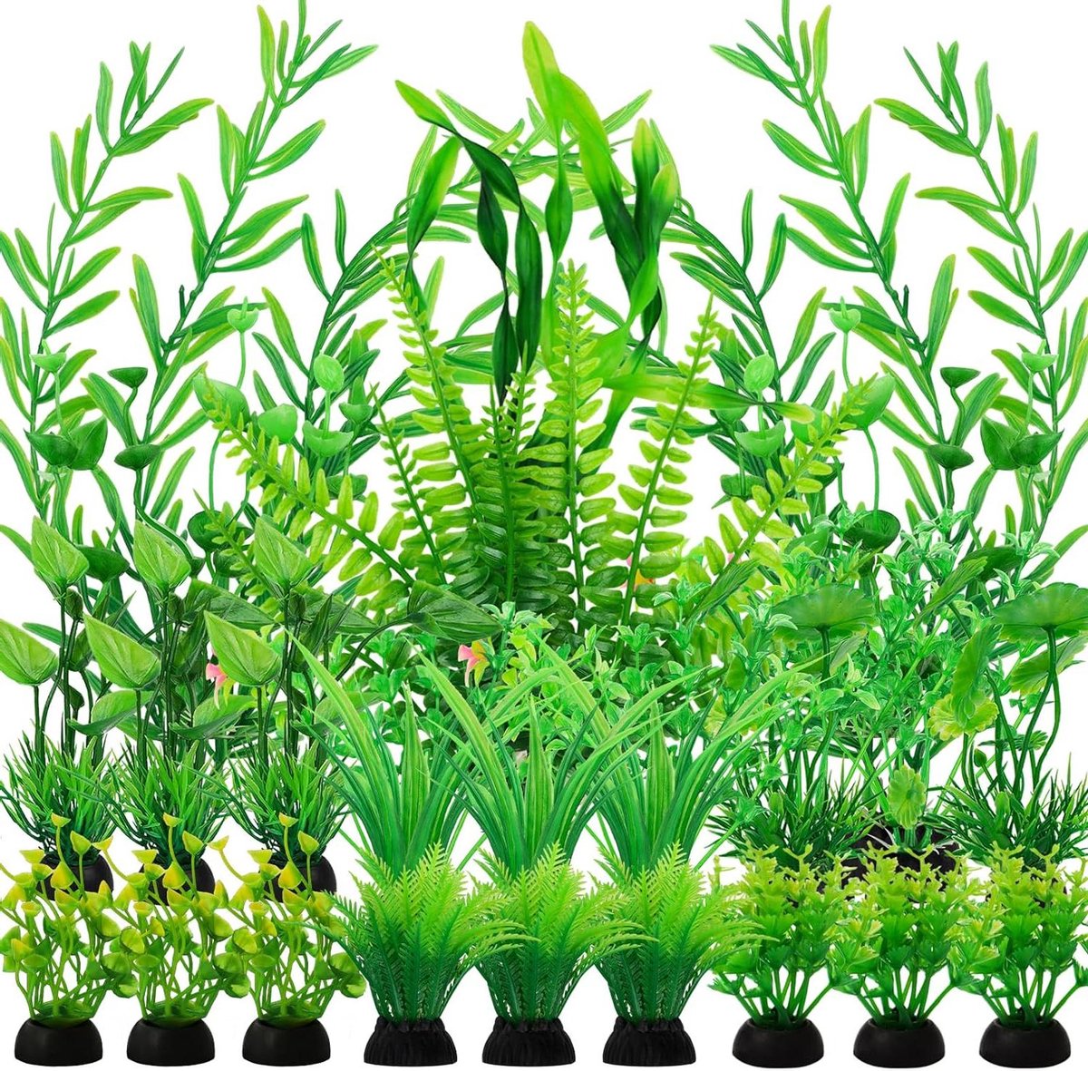 Cosensi - Kunstplanten Aquarium Ornamenten Set van 25 Stuks Groene Waterplanten Realistische Decoratie