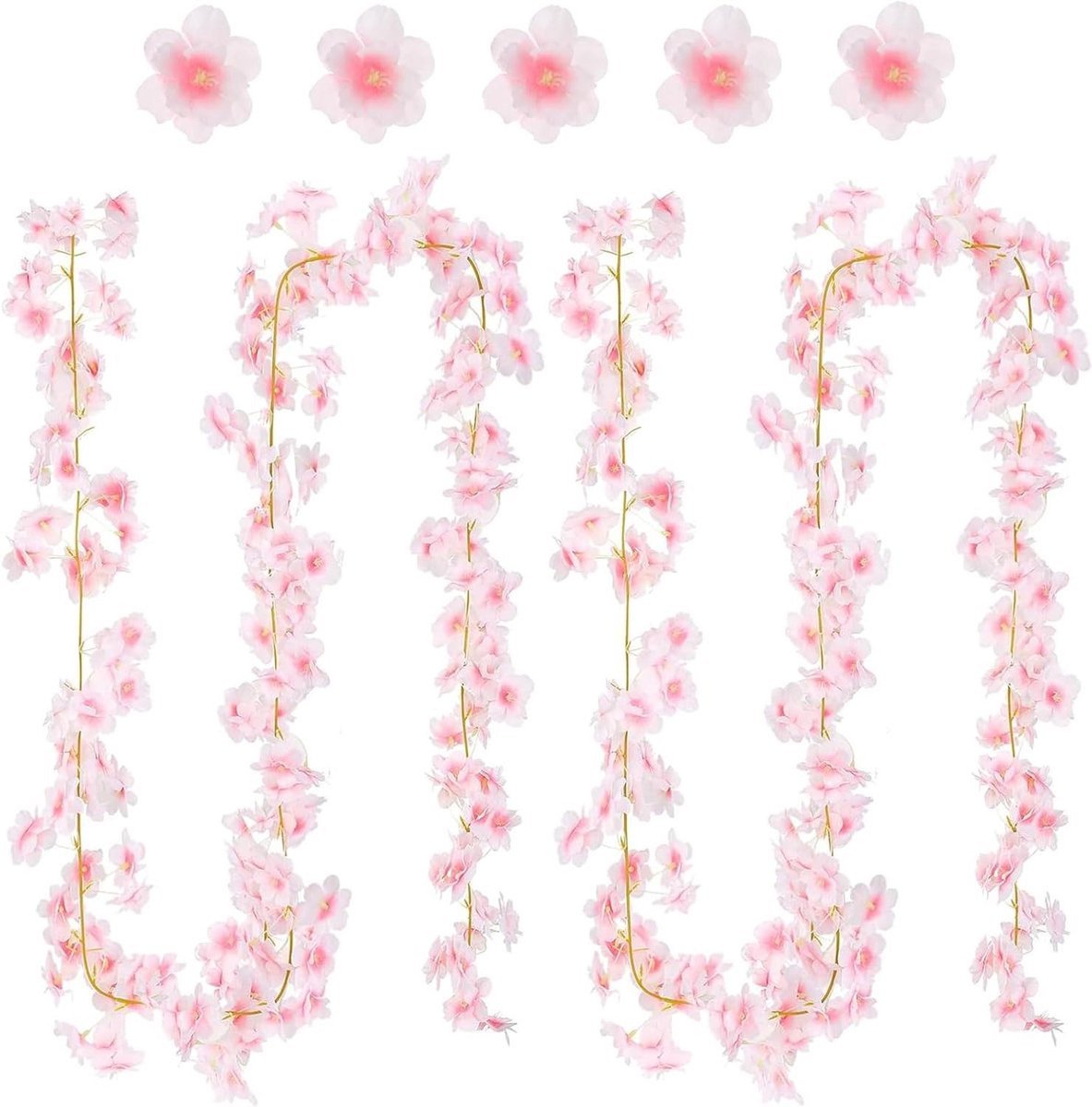 Cosensi Kunstmatige Zijden Kersenbloesem Slingers 180cm - Hangende Kunstbloemen - Thuis Bruiloft Buiten Tuin Muurdecoratie - Roze Any