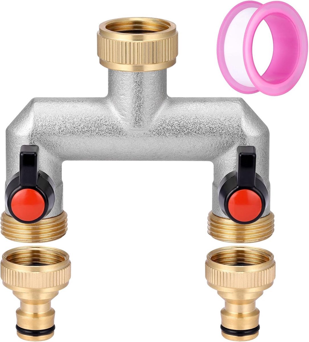 Stunq® Dubbelzijdige Messing Waterverdelingsstukken - Voor Tuinslangen en Diverse Apparaten