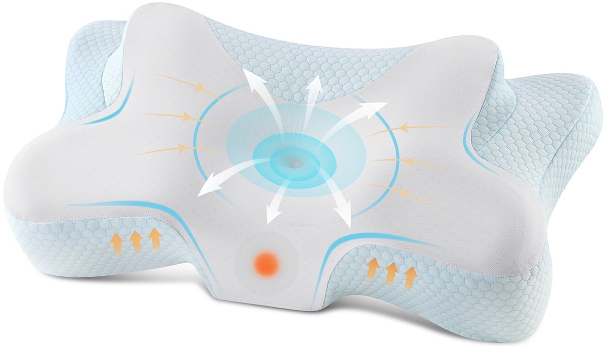 Unyqoos Ergonomisch nekkussen van traagschuim voor diverse slaapposities Wit