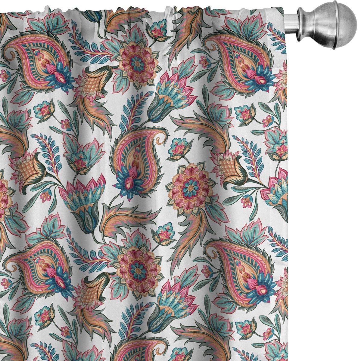ABAKUHAUS Paisley-gordijnen – 2x75x175 cm – microvezel, veelkleurig Mehrfarbig
