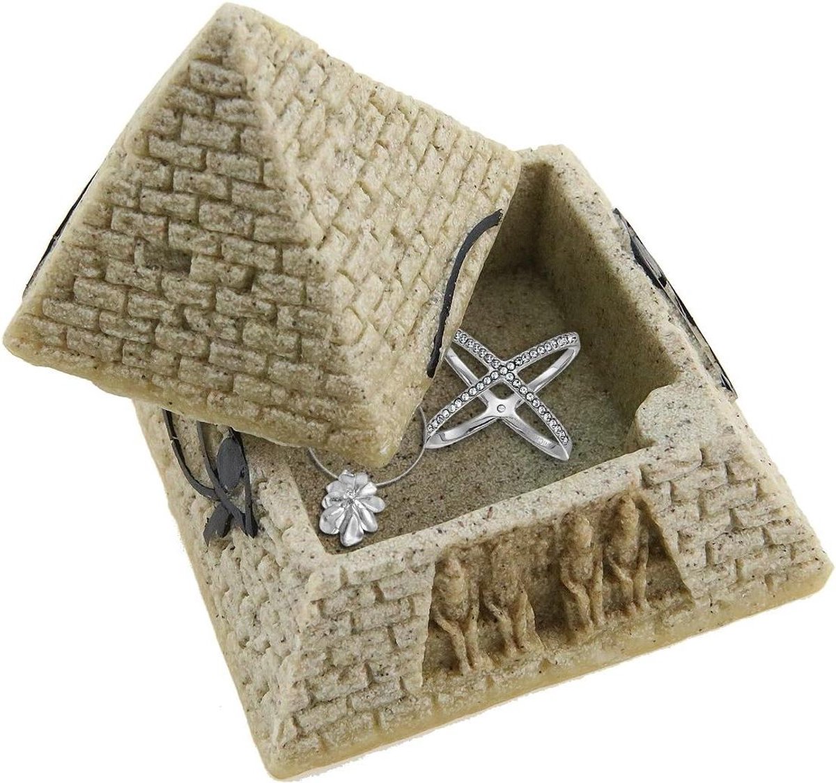 Cosensi - Scharnierende Egyptische stenen piramide met oog van Horus - Sieraden doos standbeeld