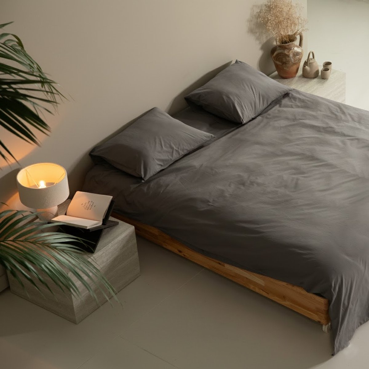 Percal Dekbedovertrek - Gunmetal Grey - 140 x 220 cm - 1 Persoons - Incl. 1 kussensloop - Eenpersoons - Beddengoed - Dekbedhoes - Hoogwaardige kwaliteit - Grijs