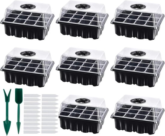 120 cellen zaailing starter tabletten herbruikbaar, mini propagator, kas kweekset, kweekschalen voor planten binnenskas kunststof kiemschalen voor kwekerijen, kweek