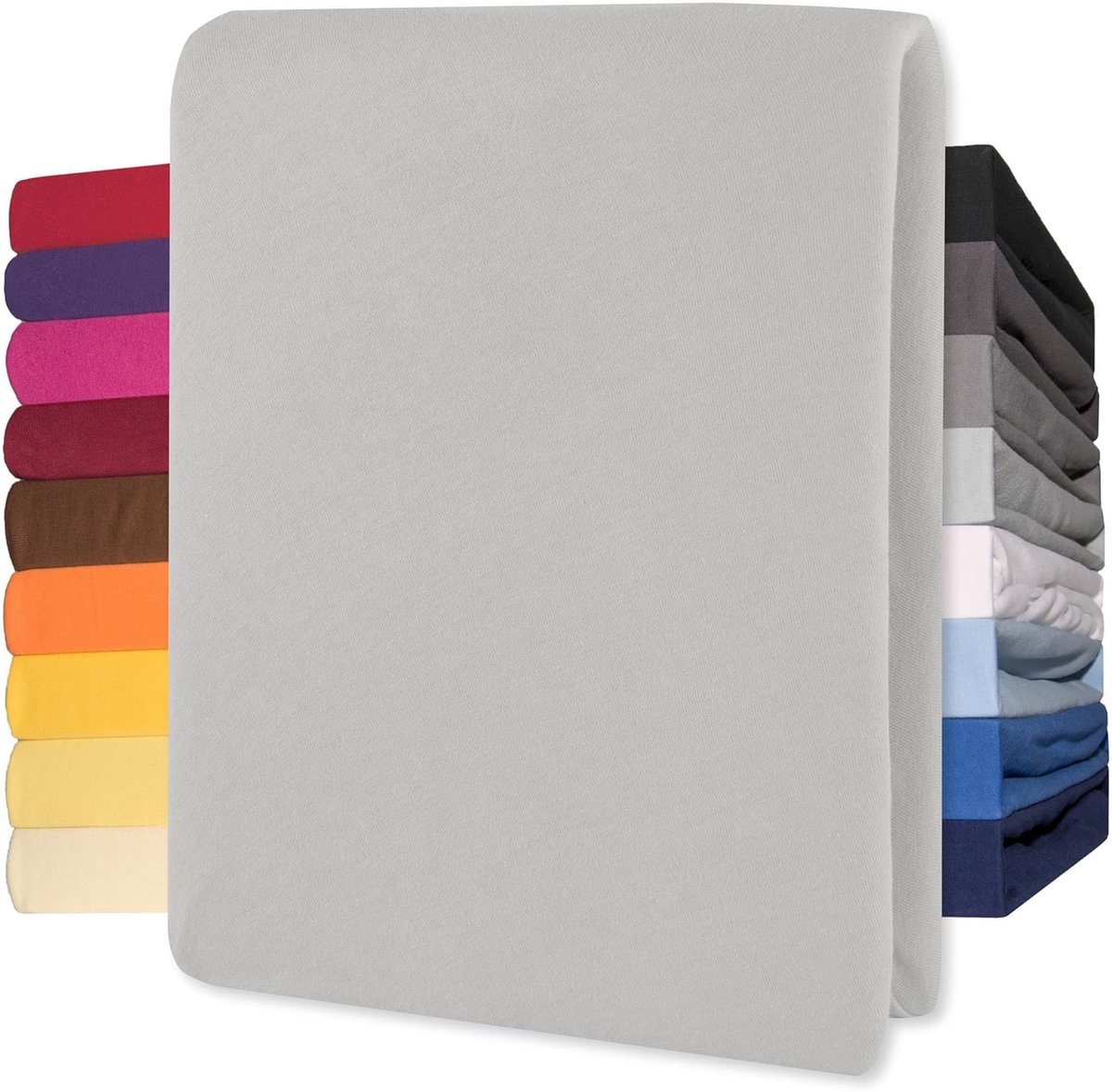 Lucina Hoeslaken Jersey Katoen Stretch 30cm Hoge Hoek - zilver grijs 140x200cm - 160x200cm