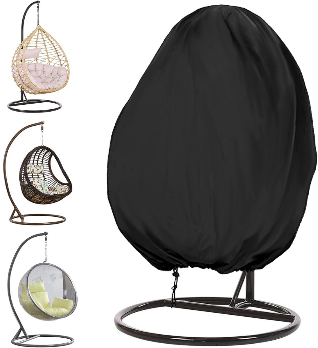 GelldG Hangstoelhoes - 190x115cm - Schommelhoes - Beschermhoes geschikt voor hangstoel - Oxford doek - Waterdicht - Winddicht - UV-bestendig - Scheurvast - Geschikt voor hangmanden en schommelstoelen zwart