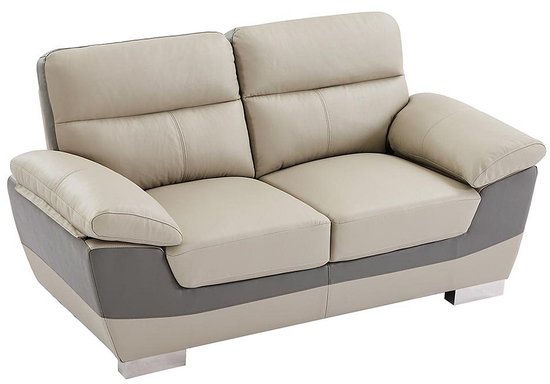 Canapé cuir 2 places FRANCESCA / Bicolore anthracite et gris L 170 cm x H 86 cm x P 85 cm