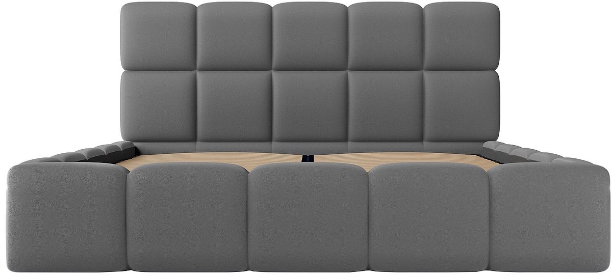 Vente-unique Bed met opbergruimte stof grijs 140 x 190 cm