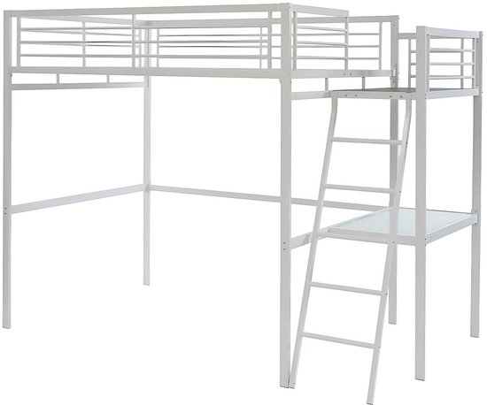 Vente-unique Hoogslaper metaal wit 140 x 190 cm CASUAL