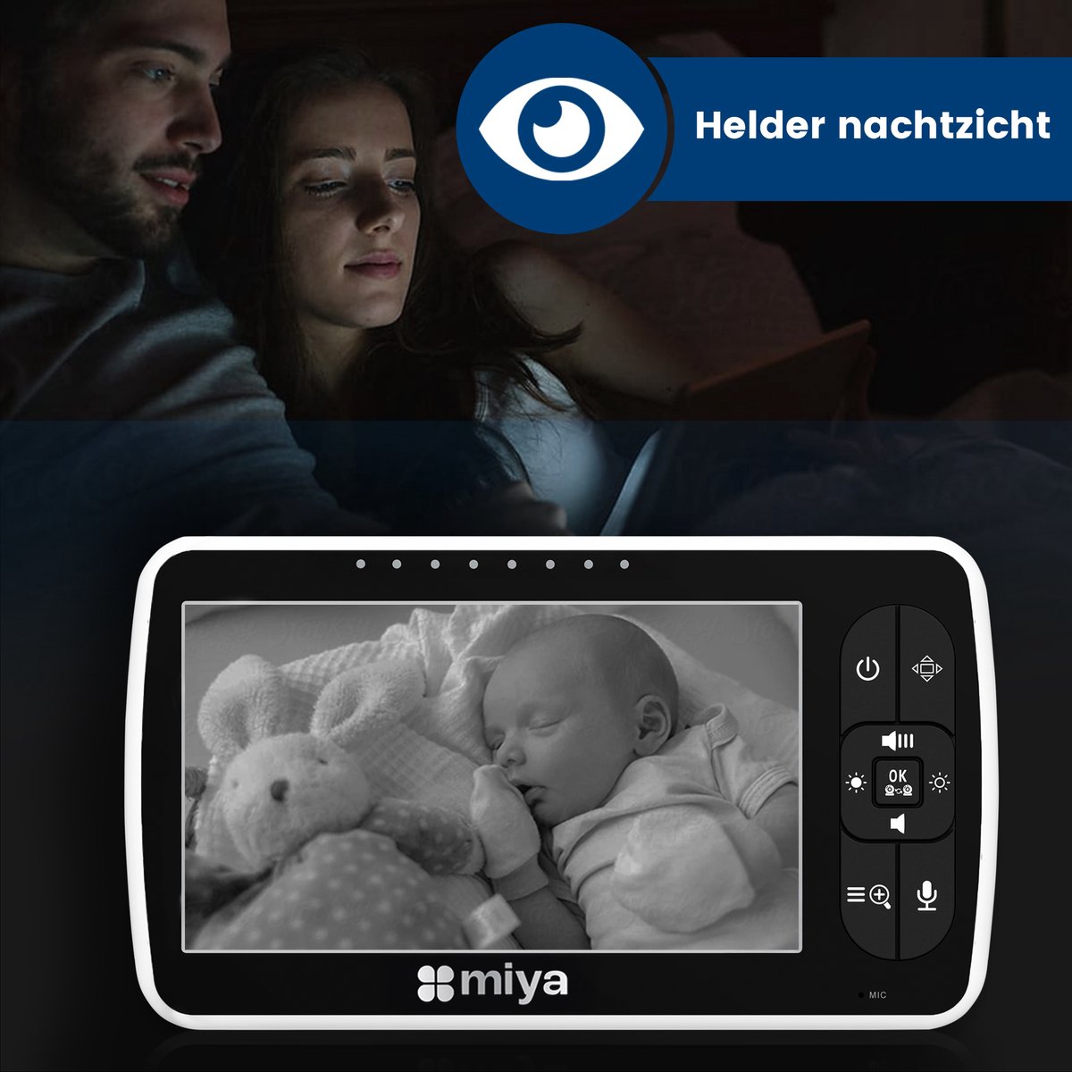 Miya M50 Babyfoon met 2 camera's - Babyfoon met camera - Op afstand bestuurbaar - Video & Audio - Baby monitor – foto 4