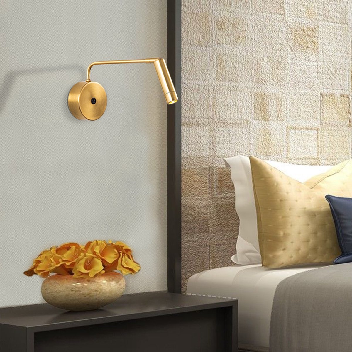 Uğur Wandlamp | ALUMINIUM BEHUIZING | Geel, Zwart - Asir Group - Wandlampen - Goud - Wandlampen -