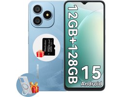 Blackview WAVE 9C Smartphone - 4G Dual SIM - 12 RAM 128GB ROM - Octa Core - 6.56 inch - Android 15 - 32GB TF kaart - Ringhouder Telefoonhoesje - Blauw